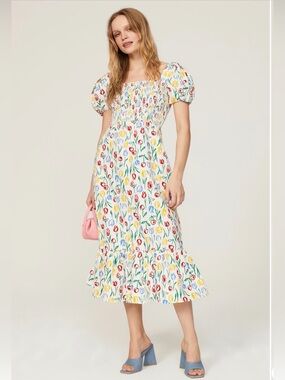 HVN White Tulip Print Fromer Dress size 12